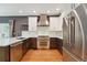 Well-equipped kitchen with stainless steel appliances, two-tone cabinets and wood floors at 2120 Pintail Dr, Longmont, CO 80504