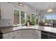 Bright kitchen featuring white cabinets, a sink below a window, and modern fixtures at 12277 W Chenango Dr, Morrison, CO 80465