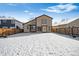 Spacious, snow-covered backyard with wood fence, offering privacy and ample space at 9421 Morning Glory Ln, Highlands Ranch, CO 80130