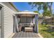Backyard patio with a cozy cabana and outdoor seating at 4849 S Pitkin Way, Aurora, CO 80015