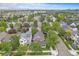 An aerial perspective of a residential neighborhood with tree cover, showcasing a mix of homes along tidy streets at 2908 N Florence St, Denver, CO 80238