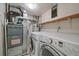 Functional laundry room featuring a washer, dryer, furnace, and water heater at 1521 Vine St # 101, Denver, CO 80206