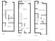 All three floorplans of the townhome including basement, main level and upper level at 11155 W 17Th Ave # 103, Lakewood, CO 80215
