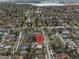 Aerial view of the neighborhood, near Sloans Lake, showing the home's location on Utica Street at 3242 Utica St, Denver, CO 80212