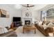 Cozy living room featuring a fireplace, comfortable seating, and modern decor for relaxation at 13755 W Amherst Way, Lakewood, CO 80228