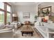 Comfortable living room with neutral tones, large windows, and a decorative rug at 1654 Muirfield Ln, Evergreen, CO 80439