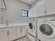 Well-equipped laundry room with modern washer and dryer and ample counter space at 2690 Fox View Trl, Franktown, CO 80116