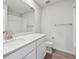Bathroom with modern vanity and tub/shower combination at 9992 Racine St, Commerce City, CO 80022