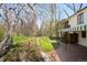 Spacious backyard features lush green lawn, brick patio, and mature trees at 6 Martin Ln, Englewood, CO 80113