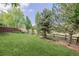 Well-maintained backyard with a green lawn and a wooden fence providing privacy at 16671 E Prairie Goat Ave, Parker, CO 80134