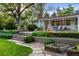 A well-designed outdoor living space including a patio, garden beds, and stone pathway at 7900 Crest Dr, Lakewood, CO 80214