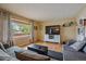 Comfortable living room with hardwood floors, a large window, and a cozy sectional sofa at 4855 E Atlantic Pl, Denver, CO 80222