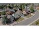 This aerial shot shows the home's surroundings in a quiet, residential neighborhood at 7006 S Miller Ct, Littleton, CO 80127