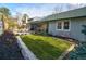 This backyard features a well manicured lawn, patio, and a cozy outdoor seating area perfect for relaxation at 7006 S Miller Ct, Littleton, CO 80127