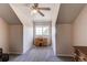 Cozy bedroom featuring neutral walls, carpet and ceiling fan at 895 Antelope W Dr, Bennett, CO 80102