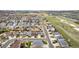 Scenic aerial shot of a Gathering-friendly neighborhood surrounded by open space and walking paths at 7814 Grady Cir, Castle Rock, CO 80108