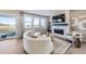 Cozy living room with a fireplace, large windows for natural light, and comfortable seating at 4096 Estrella St, Brighton, CO 80601