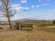 Community view with a bench overlooking a field and distant mountains on a cloudy day at 2225 S Poppy St, Lakewood, CO 80228