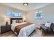Relaxing bedroom with a cozy bed, soft lighting, and serene decor with large windows at 6923 S Albion St, Centennial, CO 80122