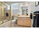 Clean bathroom with a shower/tub combo and vanity at 1950 Five Iron Dr, Castle Rock, CO 80104