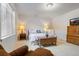 Basement bedroom with a queen-size bed and dresser at 1950 Five Iron Dr, Castle Rock, CO 80104