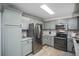 Updated kitchen with stainless appliances, modern fixtures, and ample cabinet space at 17657 E Prentice Cir, Aurora, CO 80015