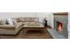 Cozy living room with stone fireplace and hardwood floors at 229 Albion St, Denver, CO 80220