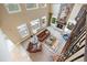 Spacious living room with a fireplace, leather furniture, and large windows offering scenic views at 12147 S Shady Pine Ct, Parker, CO 80134