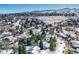 Wide aerial view of neighborhood with mountain backdrop at 118 S Eldridge Way, Golden, CO 80401