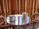 Outdoor patio area featuring two mugs on a table and two chairs at 3401 N Steele St, Denver, CO 80205