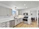 Bright kitchen with white cabinets, stainless steel appliances, and modern fixtures at 6707 S Elizabeth St, Centennial, CO 80122