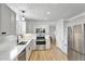 Bright kitchen with white cabinets, stainless steel appliances, and modern fixtures at 6707 S Elizabeth St, Centennial, CO 80122