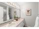 Bright bathroom featuring double sinks, a well-lit mirror, and a clean, modern aesthetic at 5285 S Jericho Way, Centennial, CO 80015