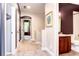 Bright hallway featuring a unique architectural design and neutral color palette at 800 Rockhurst Dr # D, Highlands Ranch, CO 80129