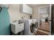 Bright laundry room with modern washer, dryer, and sink area, adding convenience to chores at 2365 S Holly Pl, Denver, CO 80222