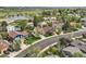 Aerial view of a neighborhood with mature trees and serene lake views at 3265 W 11Th Avenue Ct, Broomfield, CO 80020