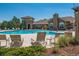 Beautiful community pool with lounge chairs and seating area perfect for relaxing and enjoying the summer weather at 3100 Blue Sky Cir # 205, Erie, CO 80516