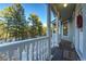 Charming porch with wood floors overlooks a forest at 6857 Timbers Drive, Evergreen, CO 80439