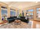 Sunlit living room with large windows, hardwood floors, and a comfortable sectional sofa at 2673 S Cook St, Denver, CO 80210