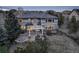 Aerial view of home featuring an outdoor living space with fire pit, pergola, and landscaped yard at 5334 Sedona Dr, Parker, CO 80134