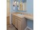 Bathroom with granite countertops, a modern sink, a mirror cabinet, and neutral tones at 3580 Broadway St # 3, Boulder, CO 80304