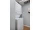 This laundry area features stacked washer and dryer at 3580 Broadway St # 3, Boulder, CO 80304