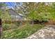Lush, fenced backyard with mature tree, grass, and concrete pad at 106 Cherry St, Castle Rock, CO 80104