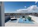 Spacious rooftop deck with outdoor seating, a fire pit, and a scenic neighborhood view under a blue sky at 12374 Farmview St, Thornton, CO 80241