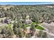 Aerial view of a grand home nestled amongst mature trees and lush green lawns at 38666 County Road 21, Elizabeth, CO 80107