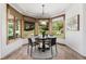 Breakfast nook surrounded by large windows with natural light and views of the surrounding landscape at 6634 Window Rock Ln, Morrison, CO 80465