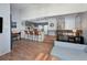 Kitchen with gray cabinets and a breakfast bar at 246 Broken Lance Dr # 503, Breckenridge, CO 80424