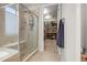 Bathroom featuring walk-in shower and direct access to a large walk-in closet at 7268 Greenwater Cir, Castle Rock, CO 80108