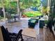 Cozy patio area with outdoor furniture, stone flooring, and view of the backyard at 19930 E Cornell Ave, Aurora, CO 80013