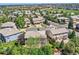 Aerial view of a home surrounded by mature trees and landscaping in a suburban neighborhood at 2950 Wyecliff Ln, Highlands Ranch, CO 80126